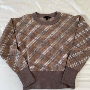 Ann Taylor- Brown Plaid Sweater- Small